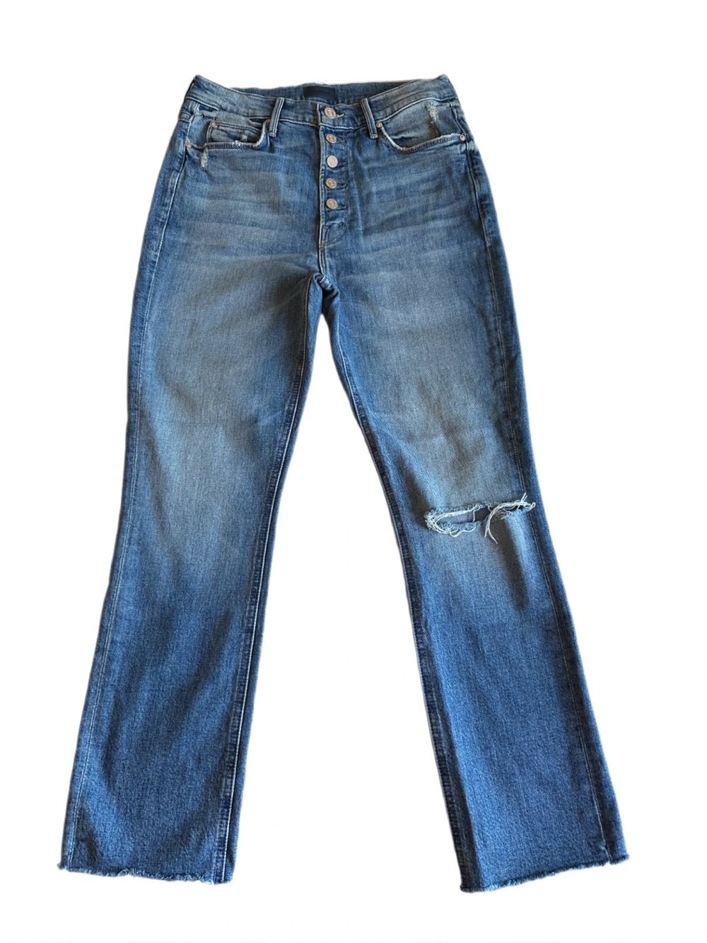 MOTHER The Pixie Dazzler Ankle Fray Popism High Rise Button Fly Jeans Sz 27